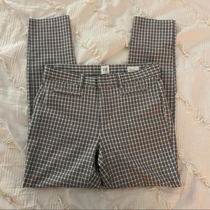 gap blue and white plaid signature skinny ankle business pants